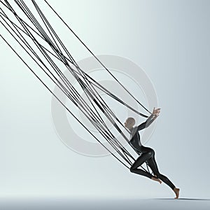 Promotion concept. Abstract woman dragged with wires . photo