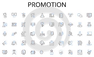 Promotion line icons collection. Ownership, Investment, Valuation, Equity, Mortgages, Homeowners, Deeds vector and