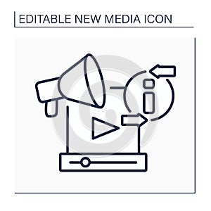 Promotion video line icon