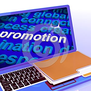 Promotion Word Cloud Laptop Shows Discount Bargain Or Mark down