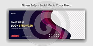 promotional Facebook cover and banner design template For Fitness and Gym Business