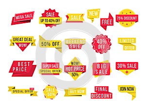 Promotional sale badges.