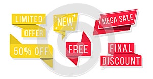 Promotional sale badges.