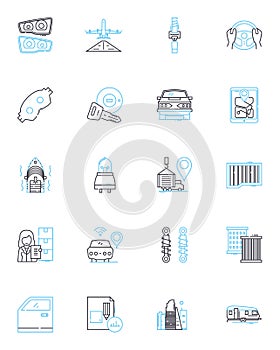 Prompt Delivery linear icons set. Expedited, Express, Swift, Rapid, Quick, Speedy, Fast line vector and concept signs