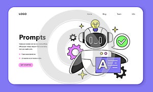 Prompt-engineering to a artificial neuron network web banner or landing