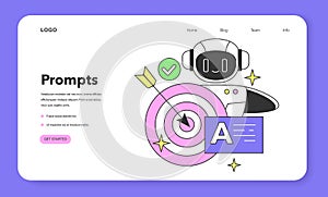 Prompt-engineering to a artificial neuron network web banner or landing