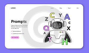 Prompt-engineering to a artificial neuron network web banner or landing