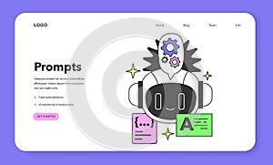 Prompt-engineering to a artificial neuron network web banner or landing