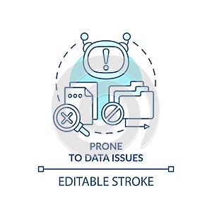 Prone to data issues turquoise concept icon photo