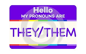 Pronouns badge they them colorful style