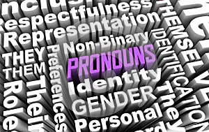 Pronouns Gender Identity Non-Binary Personal Preference Choices 3d Illustration photo