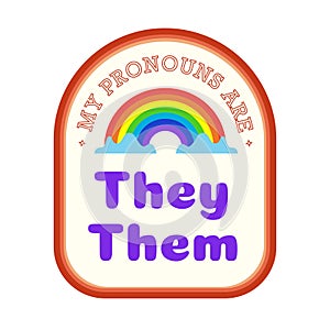 Pronouns sticker they them with rainbow