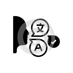 Black solid icon for Pronunciation, dialect and communication photo