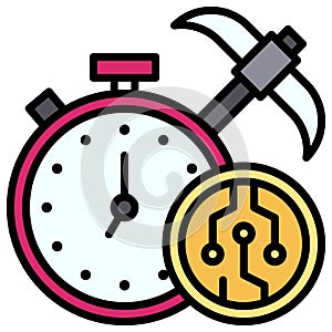 Proof of elapsed time icon, Blockchain related vector illustration