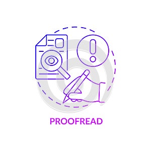 Proofread purple gradient concept icon