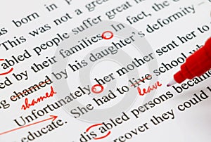 Proofreading english document photo