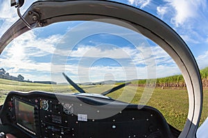 Prop Plane Take Off Inside Cockpit Grass