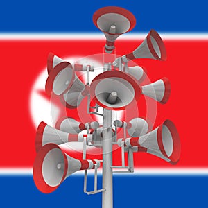 Propaganda Megaphones From North Korea Dictator 3d Illustration