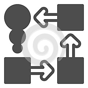 Propaganda scheme solid icon, osint analytics concept. Vector graphics. Full cycle of squares and circles with arrows