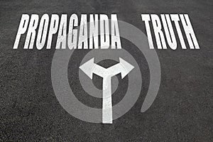 Propaganda vs truth choice concept photo