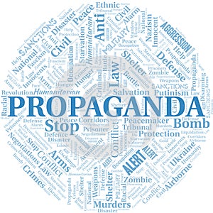 Propaganda word cloud. Vector made with the text only.