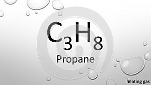 Propane chemical formula on waterdrop background