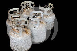  Propane cylinders holding cooking fuel