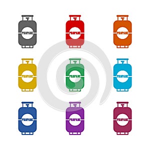 Propane tank icon isolated on white background. Set icons colorful