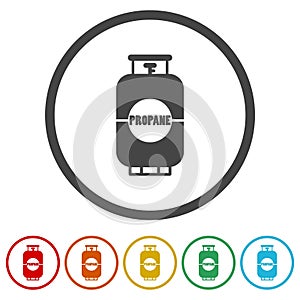 Propane tank icon. Set icons in color circle buttons