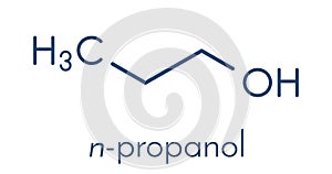 Propanol n-propanol solvent molecule. Skeletal formula.