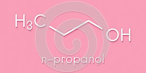 Propanol n-propanol solvent molecule. Skeletal formula.