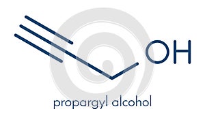 Propargyl alcohol molecule. Skeletal formula.