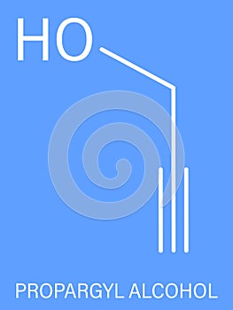 Propargyl alcohol molecule. Skeletal formula. Chemical structure
