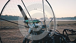 Propelers of a paramotor tandem, close up