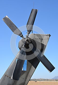 Propeller blades Military helicopter at the airshow in Greece