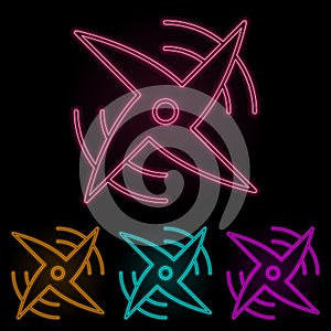 propeller color neon set. Simple thin line, outline vector of drones icons for ui and ux, website or mobile application