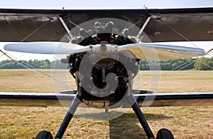 Propeller and engine of old biplane