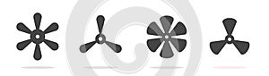 Propeller fan icon vector simple graphic illustration set, screw turbine blades sign symbol monochrome pictogram, plane airscrew photo