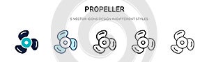 Propeller icon in filled, thin line, outline and stroke style. Vector illustration of two colored and black propeller vector icons