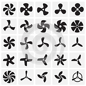 Propeller icons set on squares background for graphic and web design. Simple vector sign. Internet concept symbol for