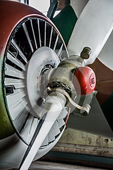 The propeller of an old sports plane