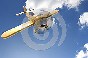 Propeller plane against the sky. 3D render