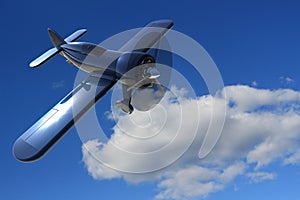 Propeller plane against the sky. 3D render