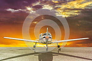 Propeller plane parking at the airport