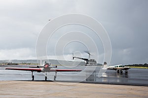 Propeller plane in the sky