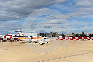 Propeller plane at Valencia Manises International Airport, Spain.