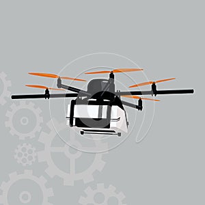 Propeller vector icon on a grey background. Remote air drone illustration isolated on grey. Quadrocopter realistic style