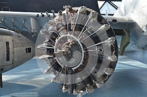 The propeller of a world war II airplane