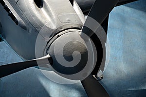 The propeller of a world war II airplane