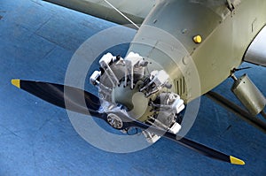 The propeller of a world war II airplane